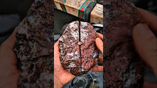 I Cracked This Massive River Stone Open & Found Hidden Red Crystals Inside! 💎🔥#CrystalReveal #Stone