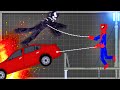 Spider-man Fights VENOM and saves CARS!! in People Playground Mods