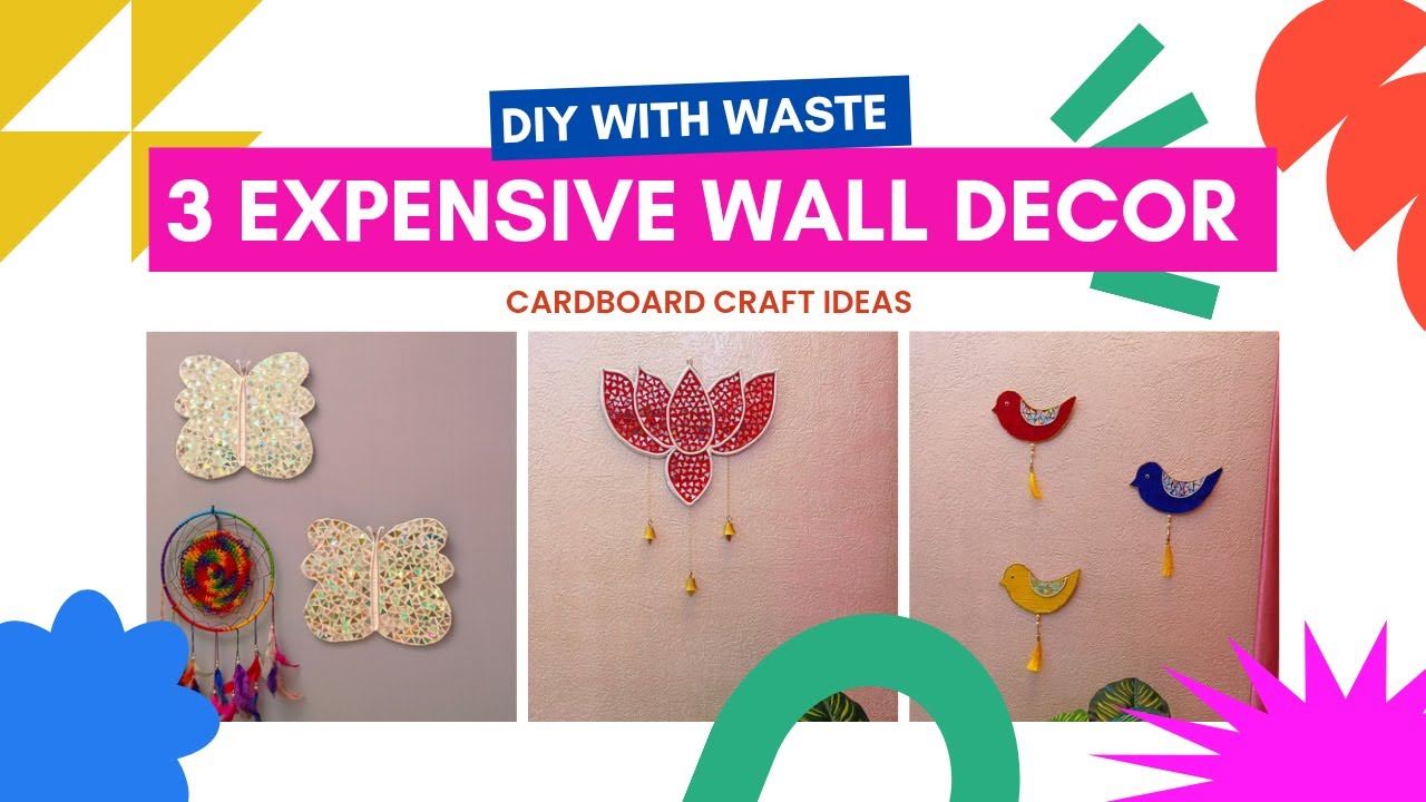 3 Easy DIY Wall Decor From Cardboard | Waste Cardboard Craft Ideas ...