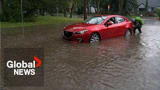 Yet another major thunderstorm dumps rain on Edmonton creating flooding, commuter chaos