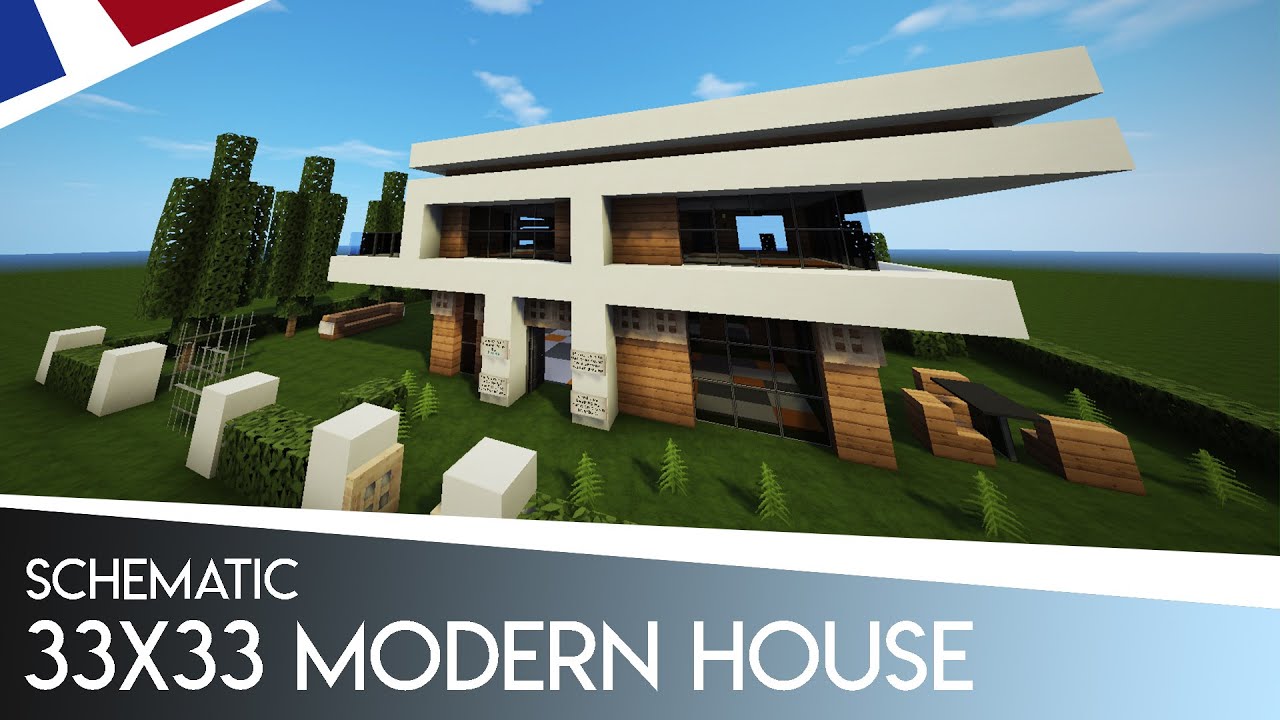Minecraft 33x33 Maison Moderne Schematic Inclus Fr Youtube