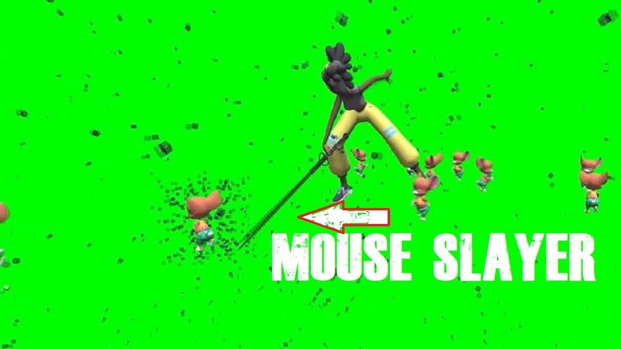 Green Screen Animated 3D Mouse Sword Fight