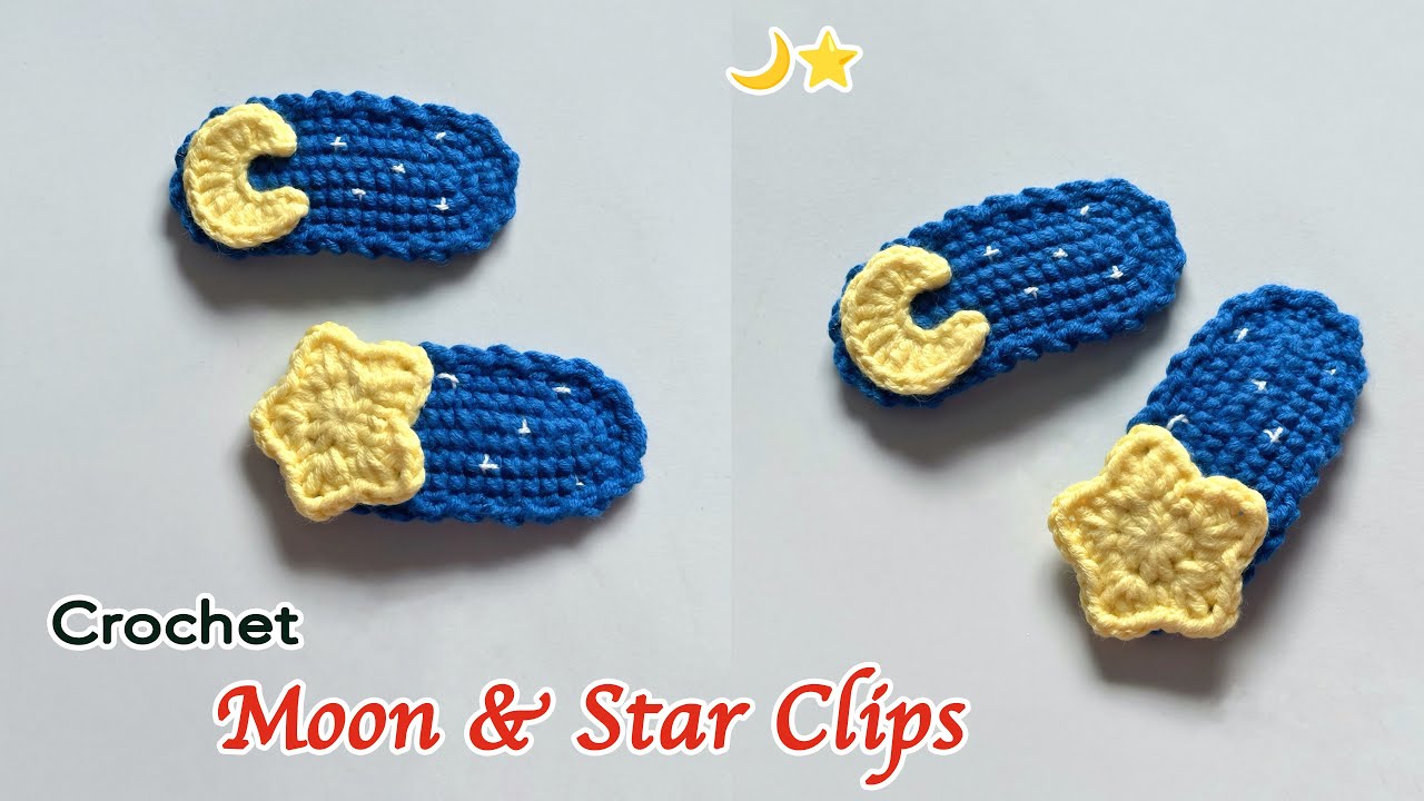 Easy Crochet Moon & Star Hair Clips 🌙⭐ | Cute Celestial Hair Accessories for Beginners