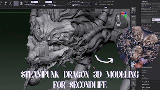 I created a Animesh Mechanical Eastern Dragon for Second Life using Blender, Zbrush, & Avastar