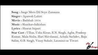Jaage Mera Dil Soye Zamaana, Movie : Badshah 1954