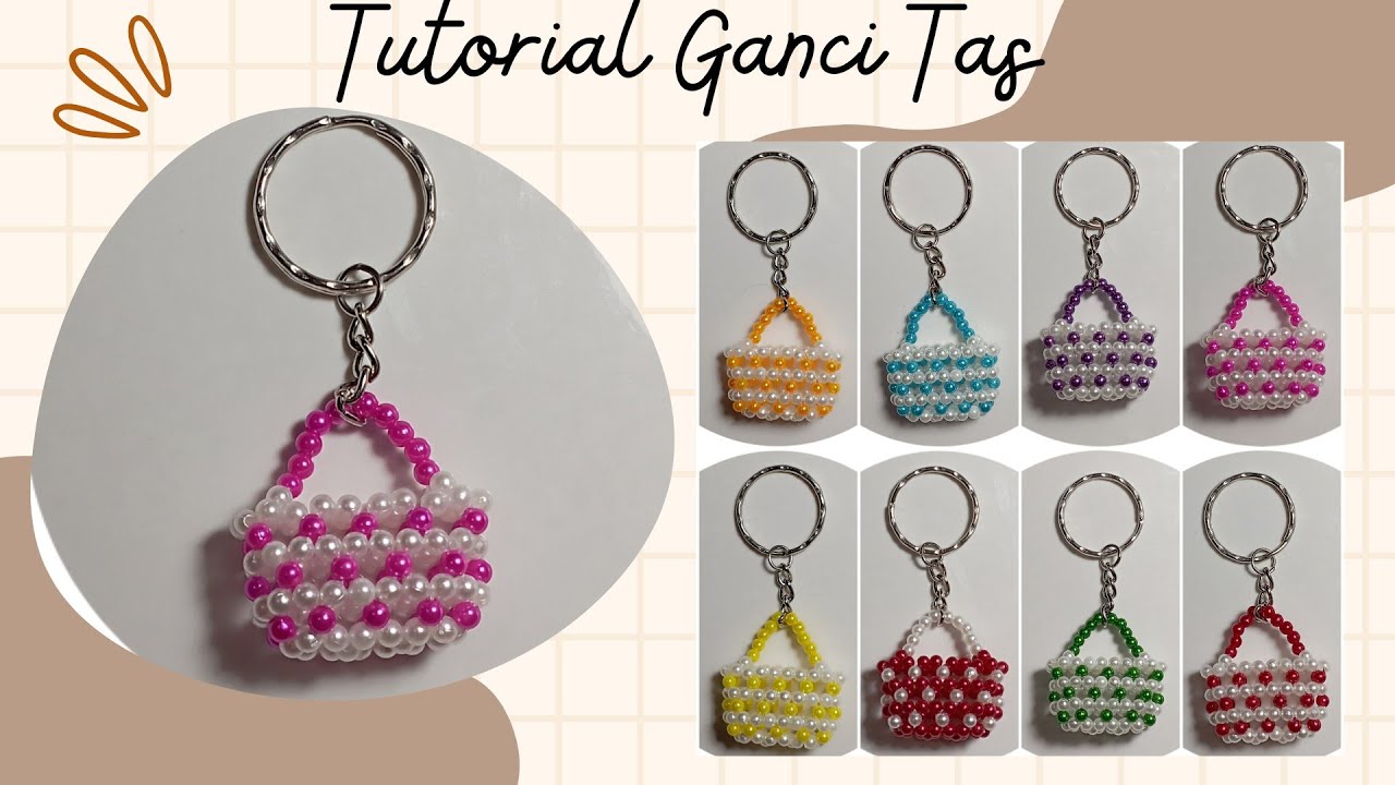 CARA MEMBUAT GANTUNGAN KUNCI BERBENTUK TAS TERBUAT DARI MANIK MUTIARA 4mm MIX 2 WARNA  @nikreasi22