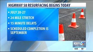Highway 58 resurfacing project continues Saturday