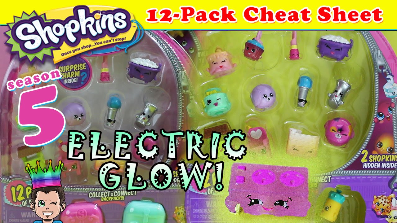 Season 5 Shopkins Cheat Sheet ♛ 12-Pack #15 - Hidden Shopkins Blind Bags Video Guide | Shopking