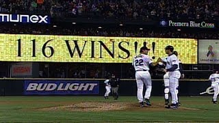 10/6/01: kazuhiro sasaki fans alex rodriguez for the final out as
mariners set an al record most wins in a season with 116 check
http://mlb.com/v...