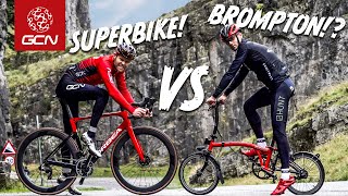 Can A Folding Bike Climb? Superbike Vs Brompton Challenge! Resimi