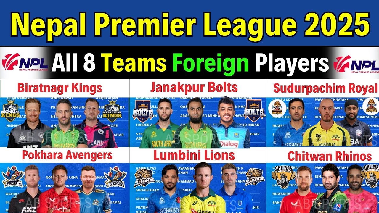 NPL 2025 - All Team Foreign players l Nepal Premier League 2025 Overseas players l NPL 2025 squads