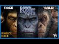 Rise dawn and war for the planet of the apes