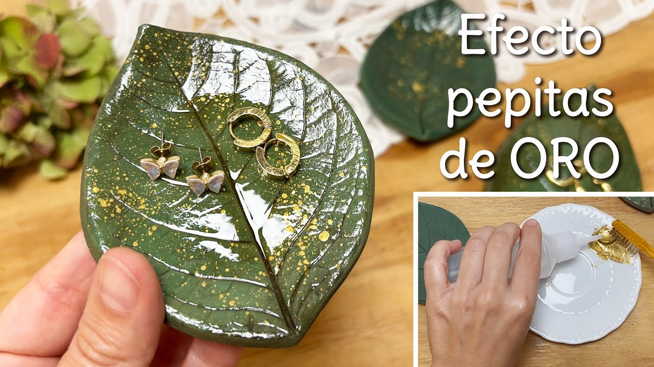 Hojas con efecto🌟 ORO 🌿 Cerámica sin Horno - DIY Tutorial CLAY LEAVES