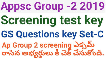 GROUP -2 screening test key 2019 || APPSC group 2 key || #group 2 ||