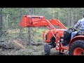 Pulling down 6" oak tree with Kubota b2650 compact tractor