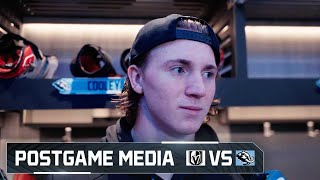 Logan Cooley, Karel Vejmelka and André Tourigny | 11.24 Postgame Media