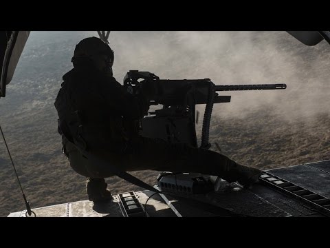 U.S. Military LIVE FIRE exercise! Sea Stallion helicopter – all GUNS BLAZING! (NOT combat situation)