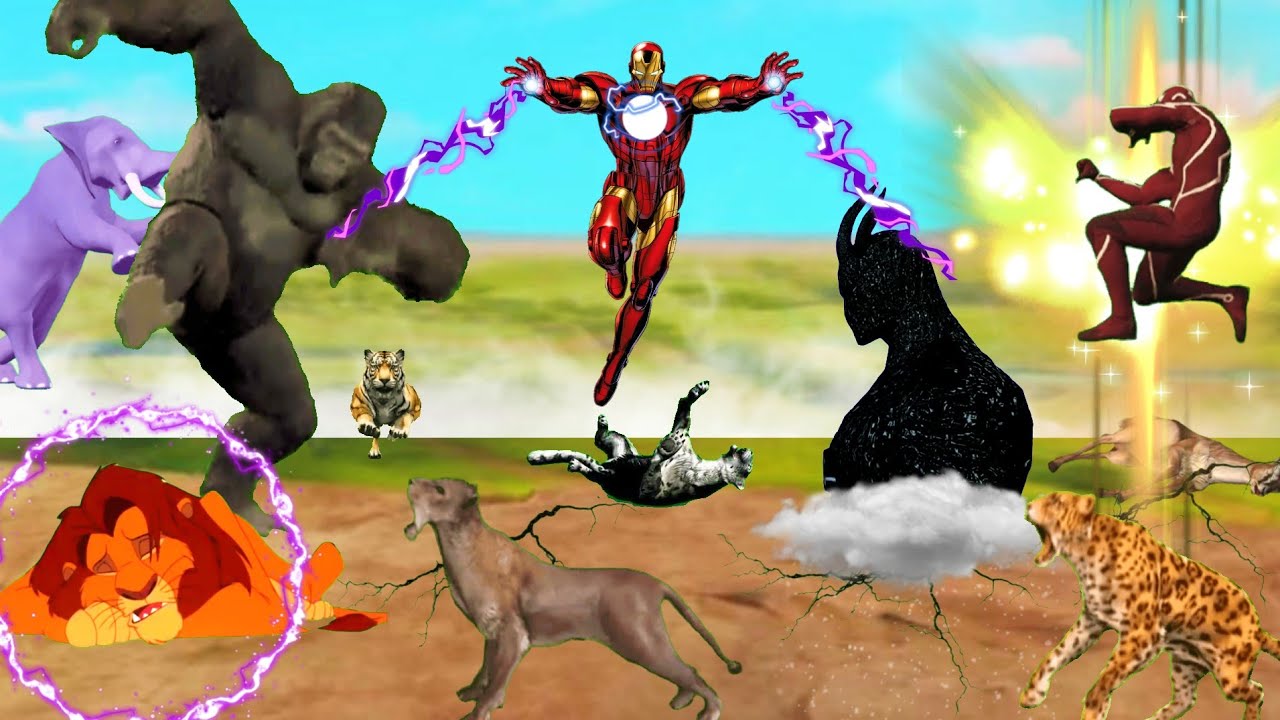 تحديات الأسد سيمبا والأبطال الخارقين مع حيوانات الغابه|كرتون الأسد سيمبا ملك الغابة|حكايات ديدا