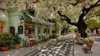 Quiet Morning at a Outdoor Bakery Café under Blooming Trees 🌸 Soft Jazz for Calm Mind & Happy Day ☕ screenshot 1