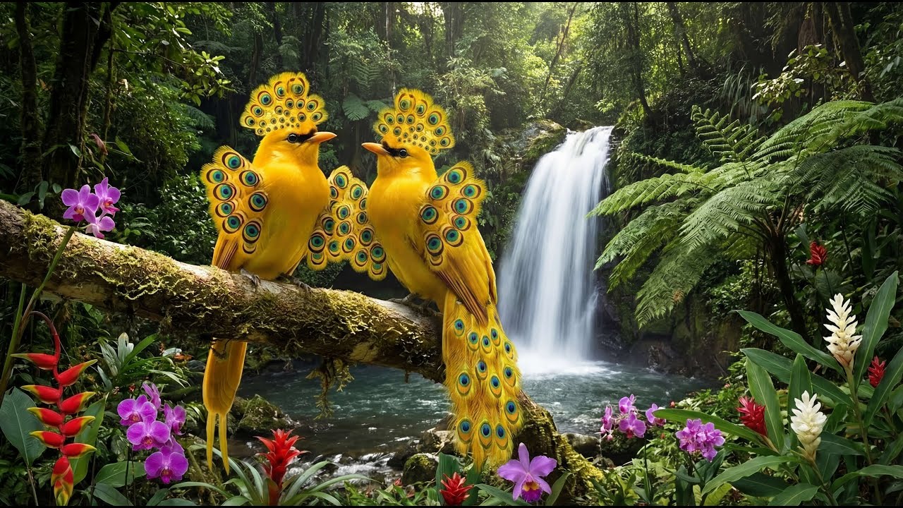 Wild Amazon Birds, River Water & Calm Music 🌿🐦💦🎵