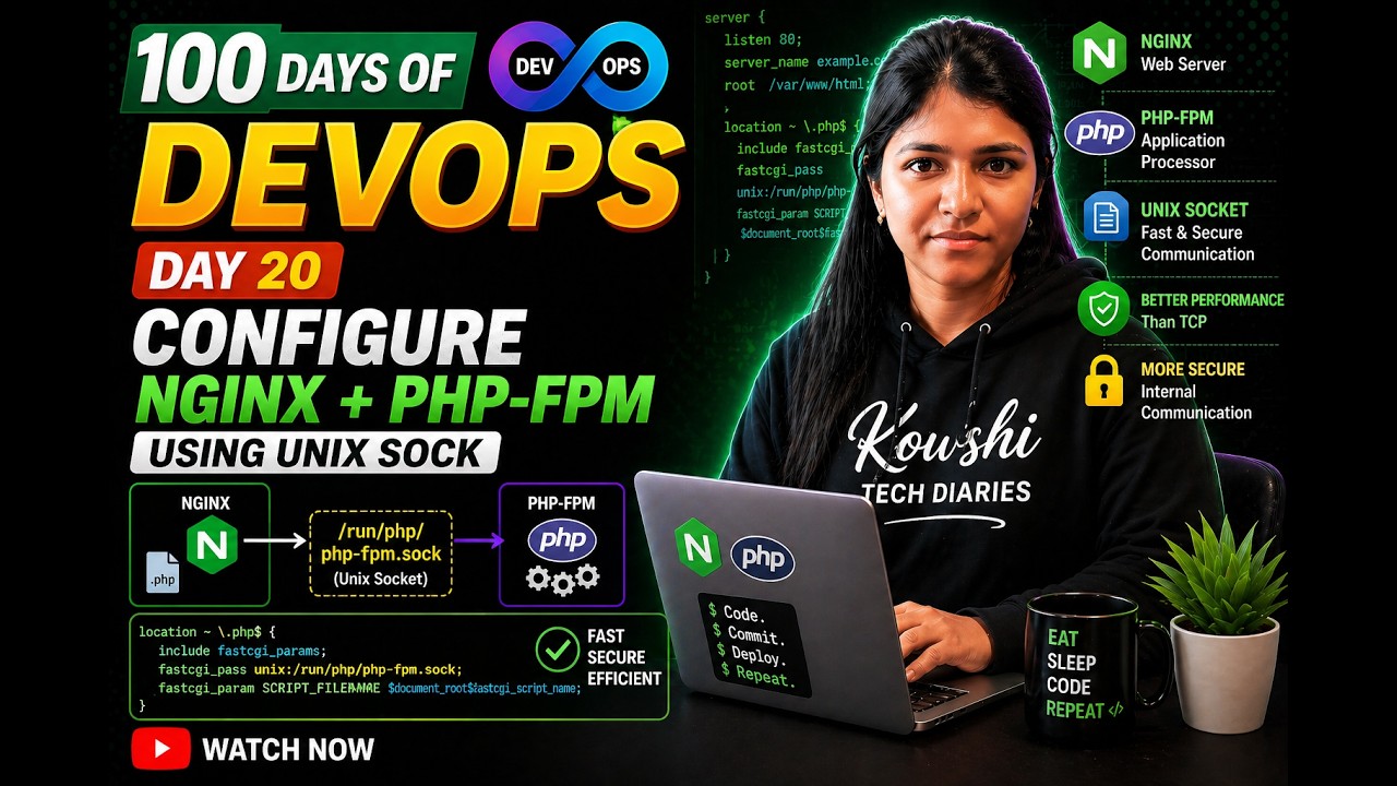 Day 20 Configure Nginx + PHP FPM Using Unix Sock 100 Days of DevOps # ...