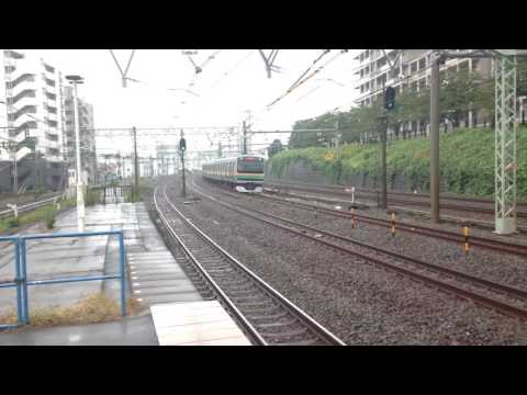 上野東京ラインE231系・横須賀線E217系・湘南新宿ラインE231系新子安駅通過