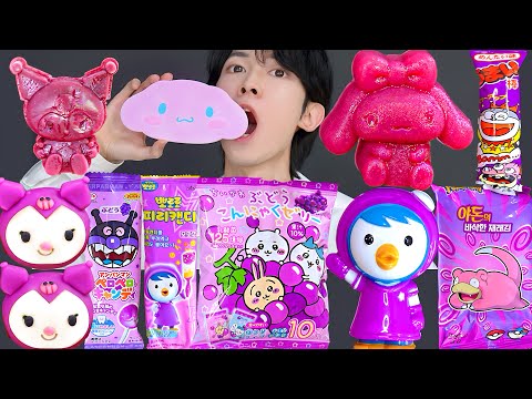 ASMR ICE CREAM BLUE PORORO JELLY RECIPE PARTY 직접 만든 퍼플 디저트 뽀로로 꿀젤리 먹방 DESSERTS MUKBANG EATING SOUNDS