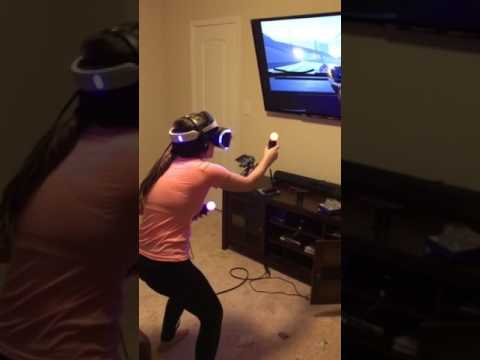 My wife Playing The London Heist on PS VR