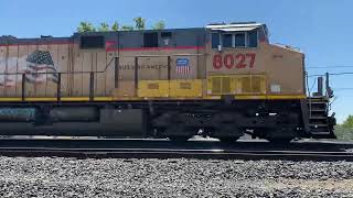 #UnionPacific #ES44AC 8027 Pulls an Auto Rack Train at #Davis #CA