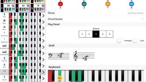 Chord Intervals in Piano Companion for iOS