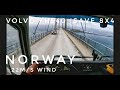 POV 4K/60fps NORWAY TRUCK DRIVING VOLVOFH540 8X4 TRIDEM HELGELANDSBRUA 22m/s WIND