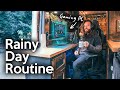 Cozy vanlife gaming on a rainy day  fall morning routine