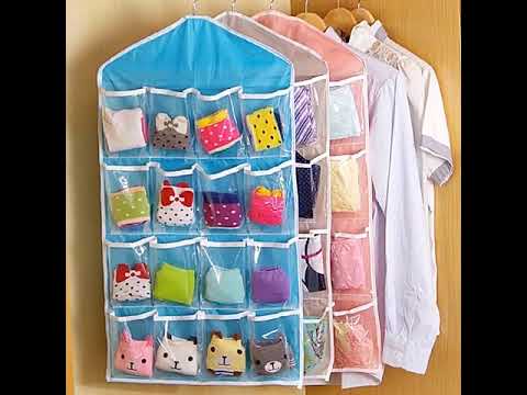 Storage Box 16 Pockets Clear Home Hanging Tool Bag Socks Bra Underwear Rack Hanger Storage Organizer