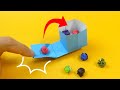 折り紙おもちゃ「ごみ箱ポイポイ」Origami Toy "Trash Box Game"