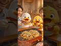 Ducks cooking okonomiyaki like they've been doing it for years #satisfying #cooking #trending