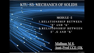 MECHANICS OF SOLIDS, KTU , MODULE 2, RELATIONSHIP BETWEEN YOUNGS MODULUS AND RIGIDITY MODULUS