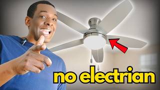 How to Install a Ceiling Fan for Beginners (DIY Power Couple) | Hunter Quartino Ceiling Fan 44"