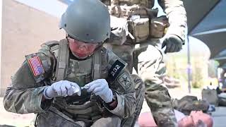 U.S. Army Soldiers practiced combat casualty assessments during the Combat Medic Course at Joint Bas