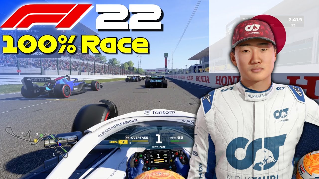 F1 22 - 100% Race Suzuka, Japan in Tsunoda's AlphaTauri