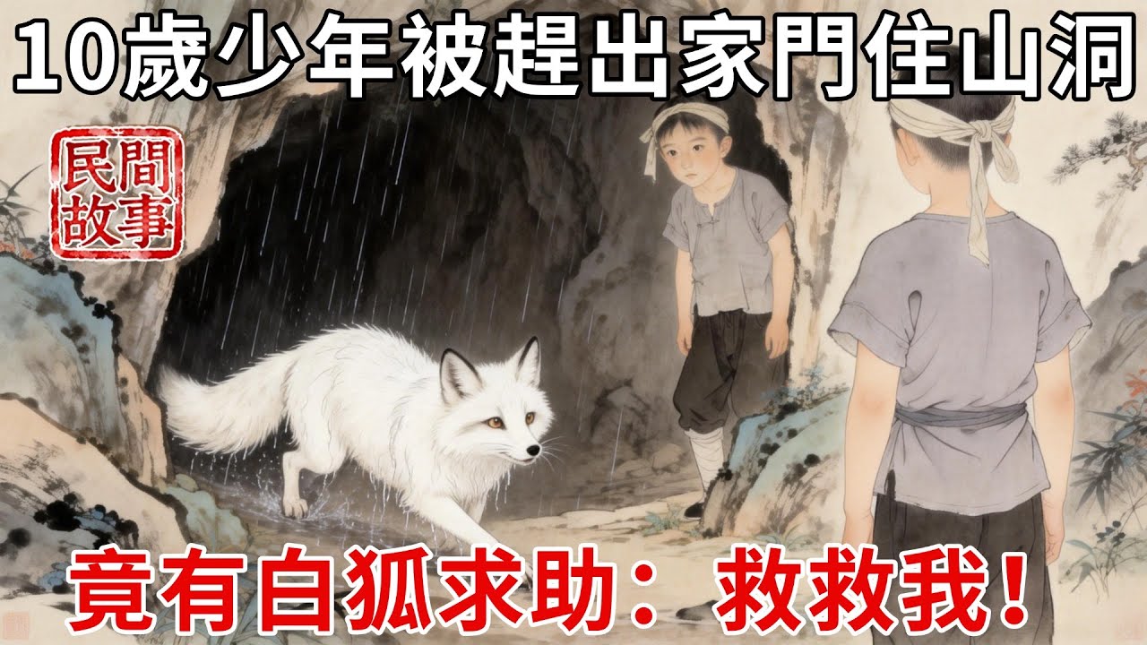 10歲少年被哥嫂分家趕出家門，只能住在山裏洞穴，某日山中大雨傾盆，竟有白狐上門求助：能不能救救我？#民間故事 #傳統文化 #原創虛構 #華語有聲書 #槐樹下聽書