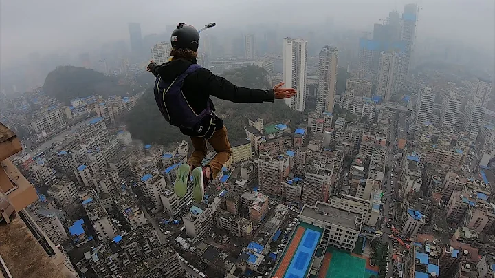 BASE jumping urban day blaze