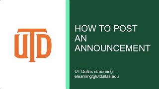 How to Post an Announcement
