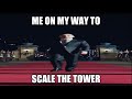 Me on my way to scale the tower