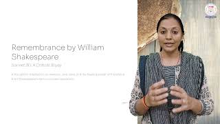 Remembrance by William Shakespeare - A Critical Study