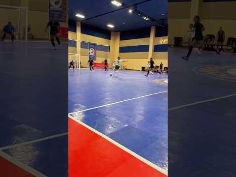 One swing, one ping—the post takes the hit. #futsal #sports