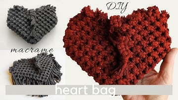 DIY macrame bag tutorial: how to make a heart bag, easy and fun clutch pattern, two sided purse #1