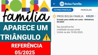 BOLSA FAMÍLIA: EXTRATO CAIXA TEM ENVIADO PARA CRÉDITO EM CONTA! O QUE SIGNIFICA O TRIÂNGULO AMARELO?