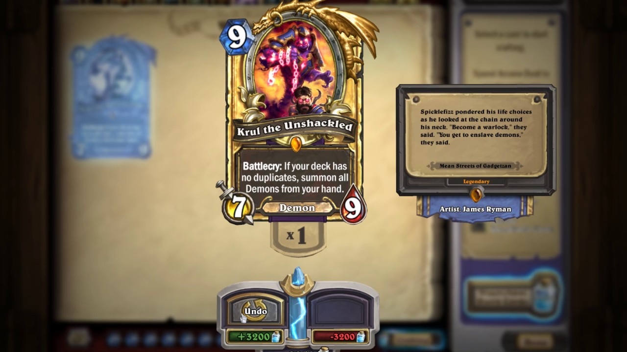 20161204 Hearthstone Crafting and Uncrafting all MSG gold legendaries