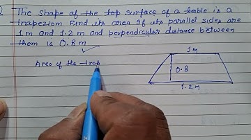 The shape of the top surface of a table is a trapezium Find its area if it