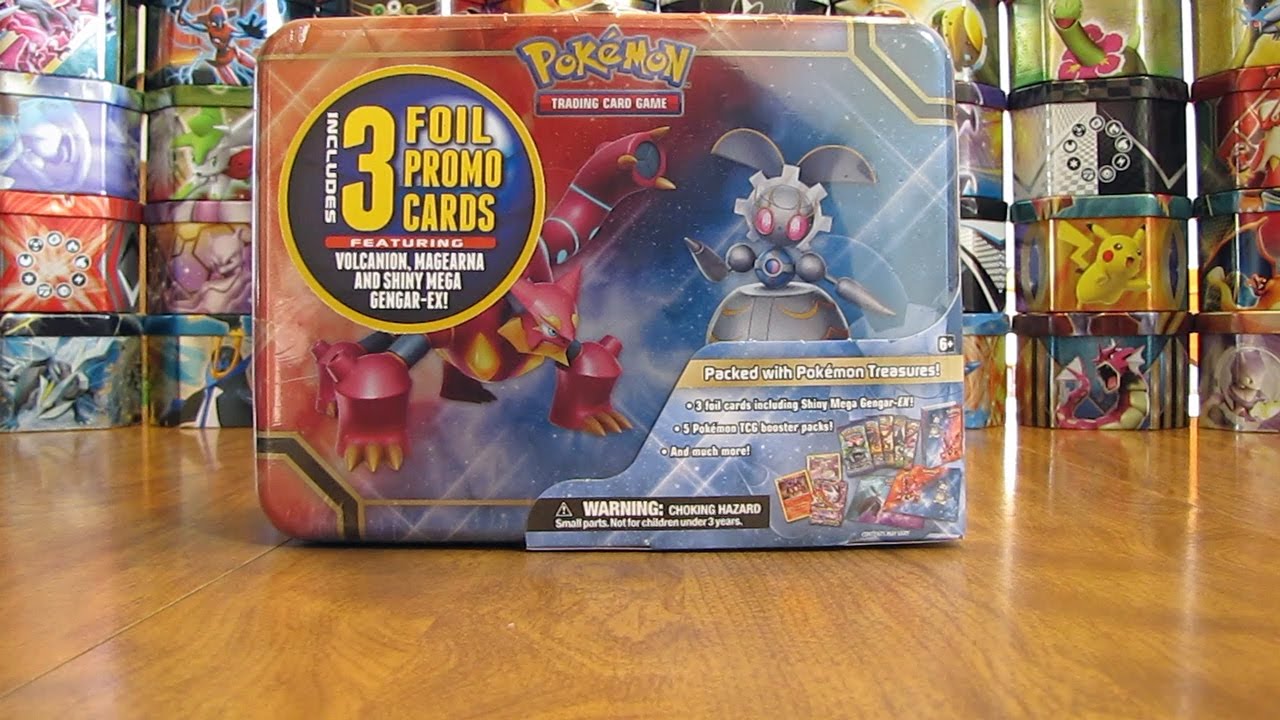  Pokemon 2016 Collectors Chest Treasure Tin: Volcanion, Magearna  and Shiny Mega Gengar-EX : Toys & Games